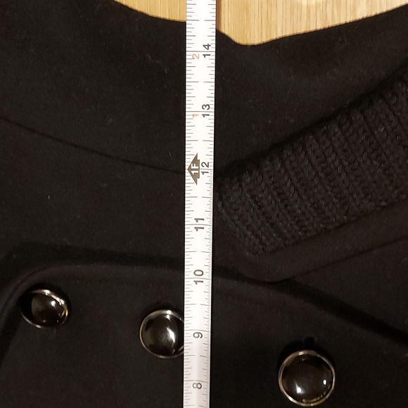 Women's Size 0 Trina Turk Fine Lambswool Blend Double Breasted Pea Coat Black - Picture 14 of 15